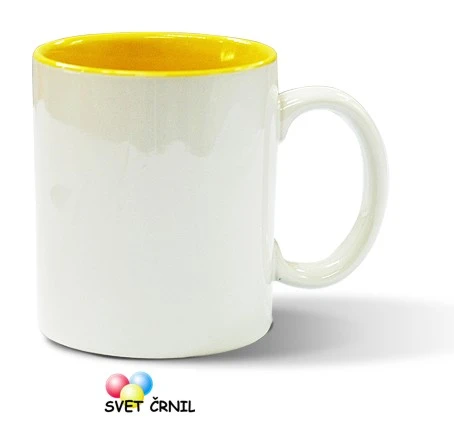 Skodelica za sublimacijo - znotraj obarvana RUMENO, color inside mug, barvne skodelice za sublimacijo,sublimacijska skodelica,sublimacija