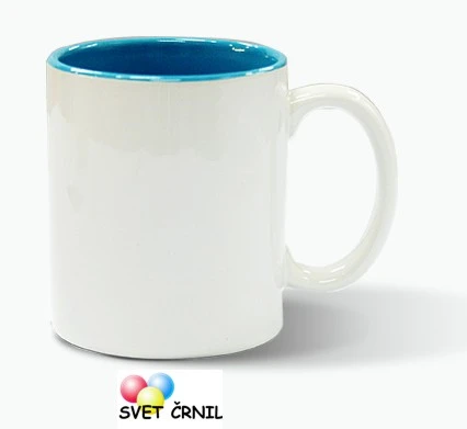 Skodelica za sublimacijo - znotraj obarvana SVETLO MODRO, color inside mug, barvne skodelice za sublimacijo,sublimacijska skodelica,sublimacija