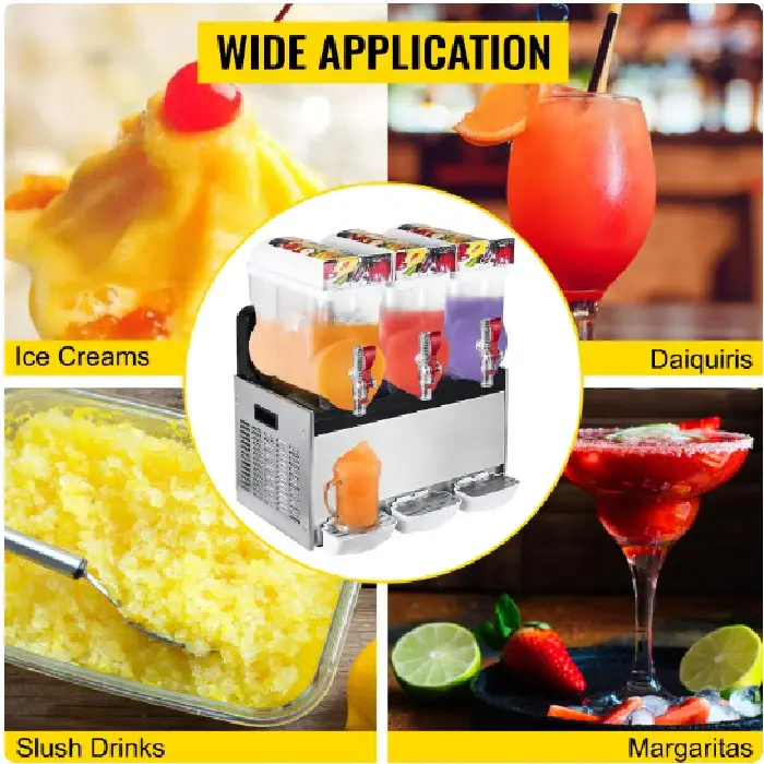 Stroj za slushy/granito 3x 15L rezervoarji 220V 1800W, vevor,slushy machine,stroj za slushy, ugodno, prihranek, ceneje, lokalno, Ljubljana, granita stroj, zamrznjene pijače, restavracije, kavarne, bari