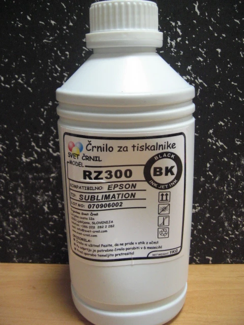 Sublimacijsko črnilo za Epson tiskalnike RZ300 Black 1000mL, rz300bk,črnilo za sublimacijo,RZ 300,sublimacija