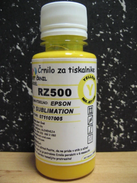 Sublimacijsko črnilo za Epson tiskalnike RZ500 Yellow 100ml, rz500y 100mL,sublimacija,sublimacijsko črnilo,RZ500