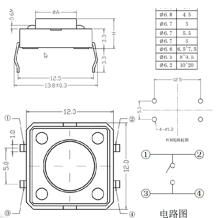 Taktično stikalo 12x12mm mikro gumb 4-pinski višina 12mm , za pcb,taktično stikalo, mikro gumb, 12x12mm, 4-pinski, višina 12mm, ceneje, ugodno, prihranek, lokalno, ljubljana, industrijsko stikalo, popravilo proizvodnje