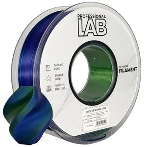 Filament PLA Silk Professional Lab, tribarvni: moder / zelen / vijoličen, 1,75 mm, 1 kg, FG-P104-E1, 300 C, 354 C, 2592 C, tribarvni: moder / zelen / vijoličen