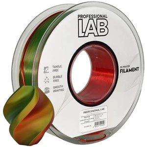 Filament PLA Silk Professional Lab, tribarvni: rdeč / rumen / zelen, 1,75 mm, 1 kg, FG-P105-E1, 371 C, 7623 C, 1235 C, tribarvni: rdeč / rumen / zelen