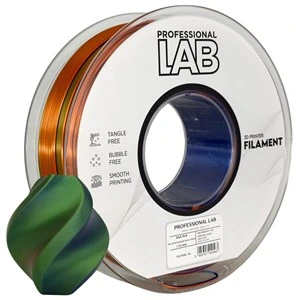 Filament PLA Silk Professional Lab, tribarvni: oranžen / moder / zelen, 1,75 mm, 1 kg, FG-P106-E1, 1575 C, 300 C, 354 C, tribarvni: oranžen / moder / zelen